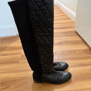 Stuart Weitzman Black Quilted Over the Knee Boots